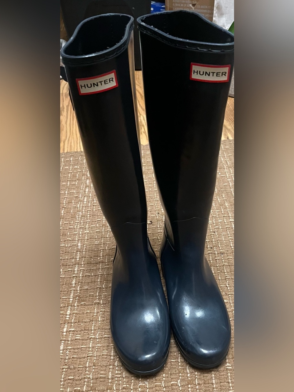 Hunter Tall Navy Gloss Rain Boots